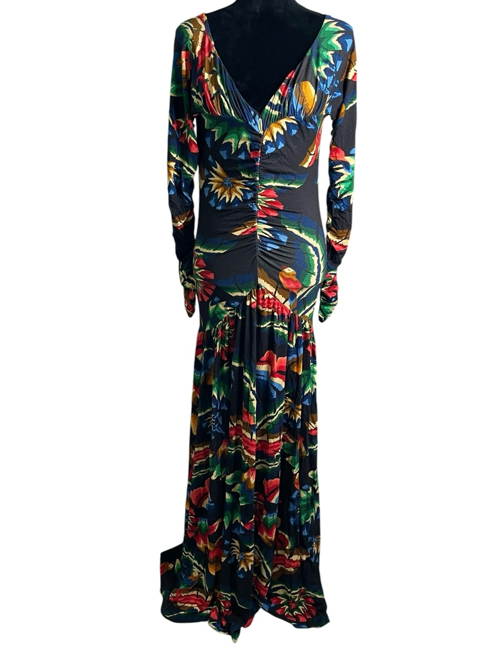 Farm Rio Chevron Forest Black Jersey Lenzing Ecovero Viscose Dress Maxi Floral